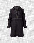 Black Linen Anchor Thread Tunic