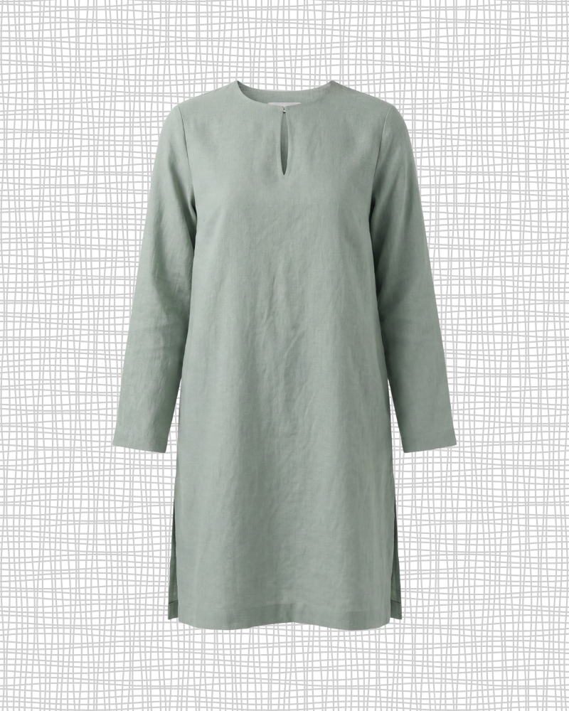 Sage Linen Keyhole Tunic