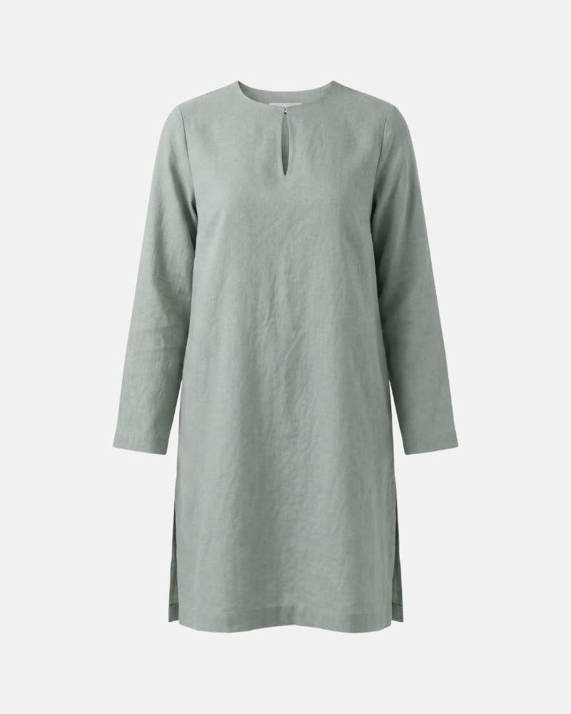 Sage Linen Keyhole Tunic