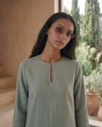 Sage Linen Keyhole Tunic