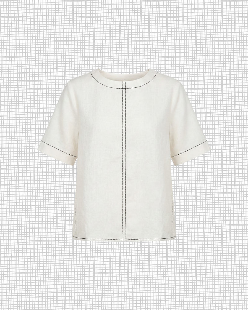 White Linen Anchor Thread Tunic