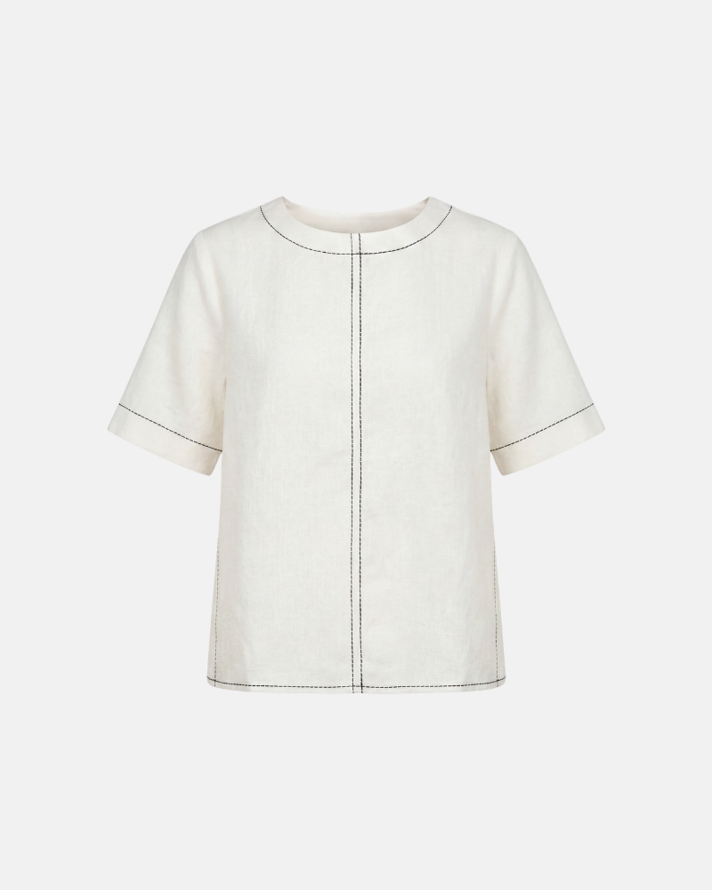 White Linen Anchor Thread Tunic