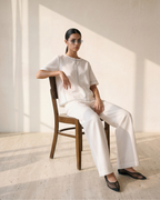 White Linen Anchor Thread Tunic